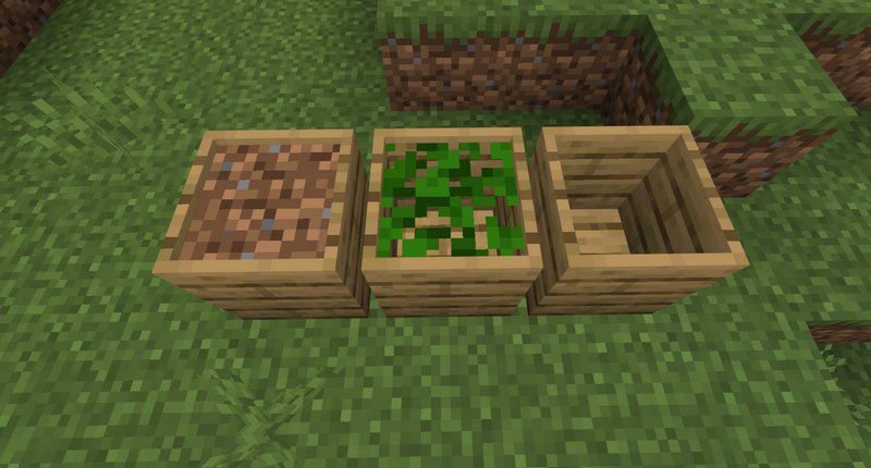 Use leaves to make dirt in barrels