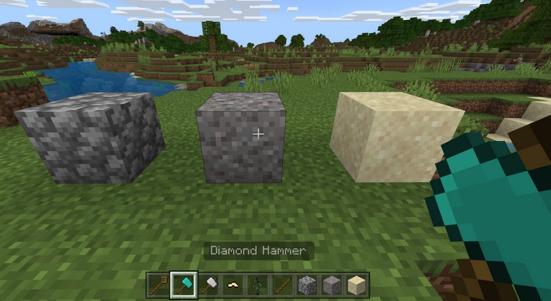 Use hammers to collect resources from stone and sand