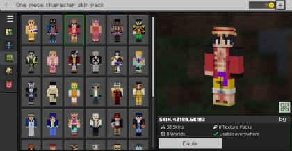 One piece skin pack