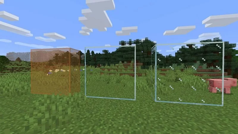 Now the glass block are connected and don't have borders between the blocks