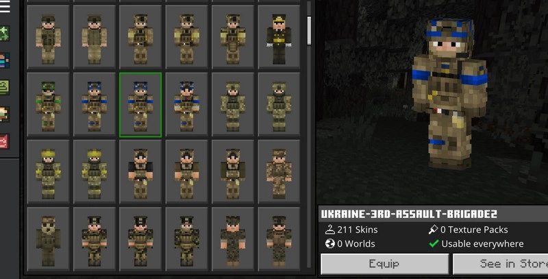 Ukrainian soldier Minecraft skin