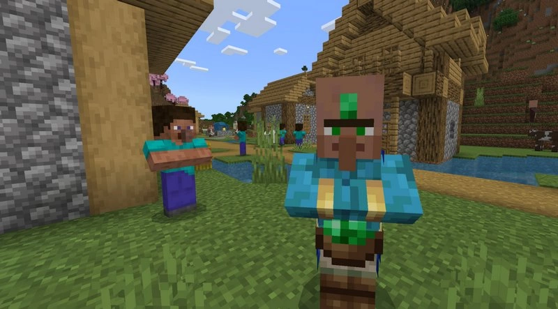 Mysterious Trader and Villager Steve