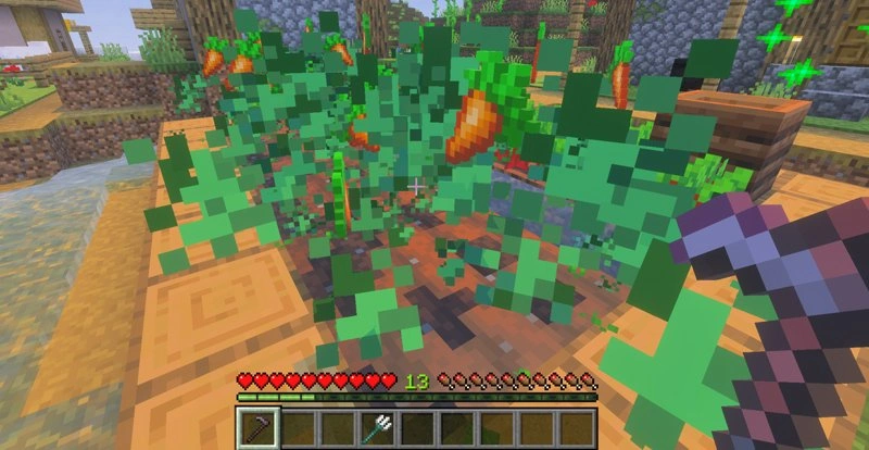 Hitting carrots with a hoe