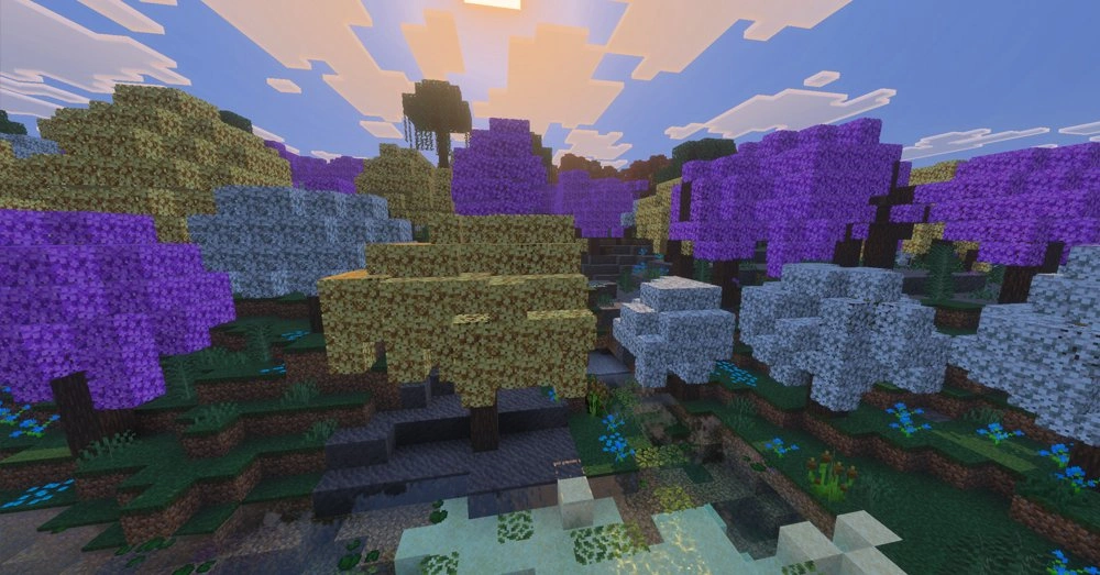 Purple, Yellow and White trees